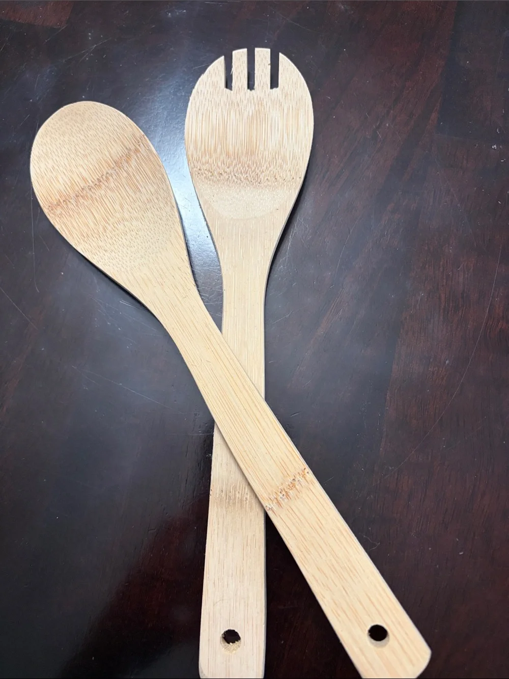 Natural Bamboo Salad Spoon and Fork Set - Unbranded